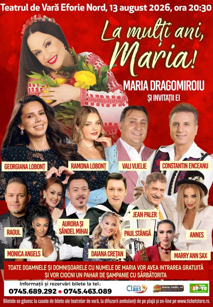 Spectacol „La mulți ani, Maria!” – 13 August 2026, Teatrul de Vară Eforie Nord